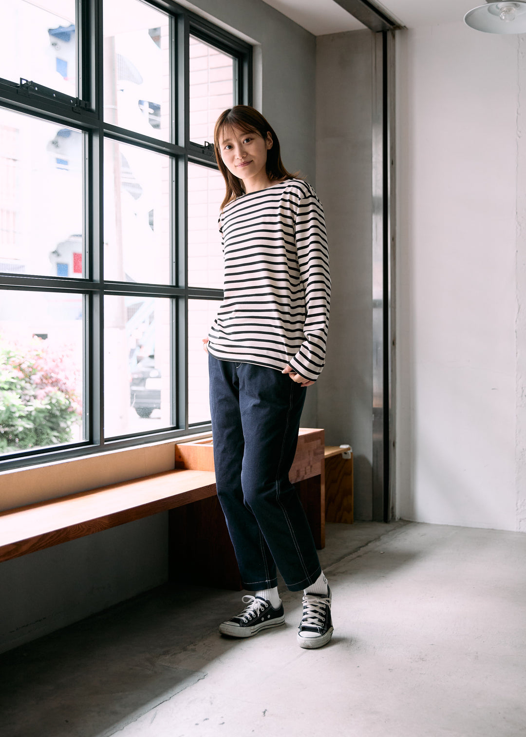 Ecru×Black / model:160cm 着用サイズ:XS-S