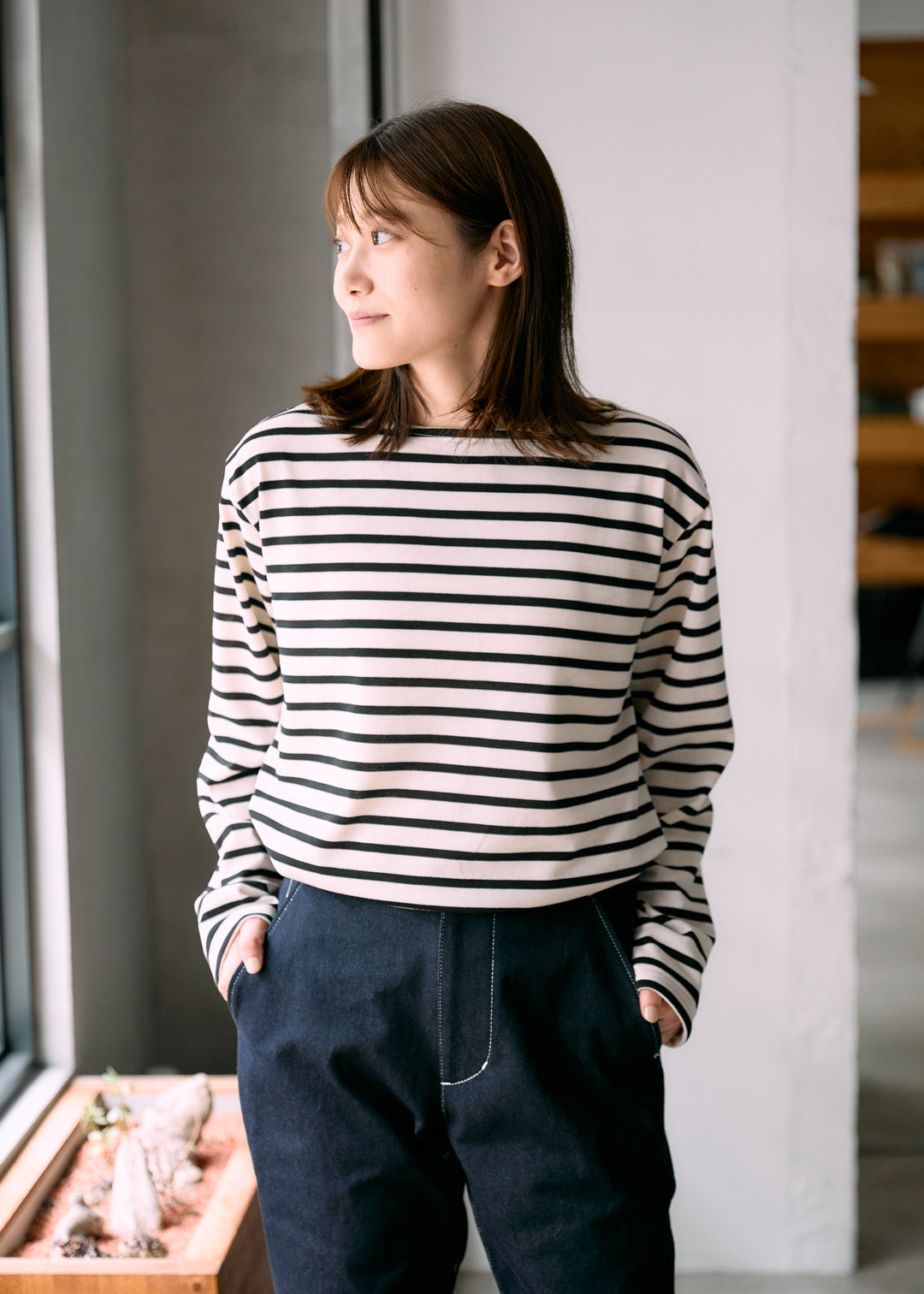 Ecru×Black / model:160cm 着用サイズ:XS-S