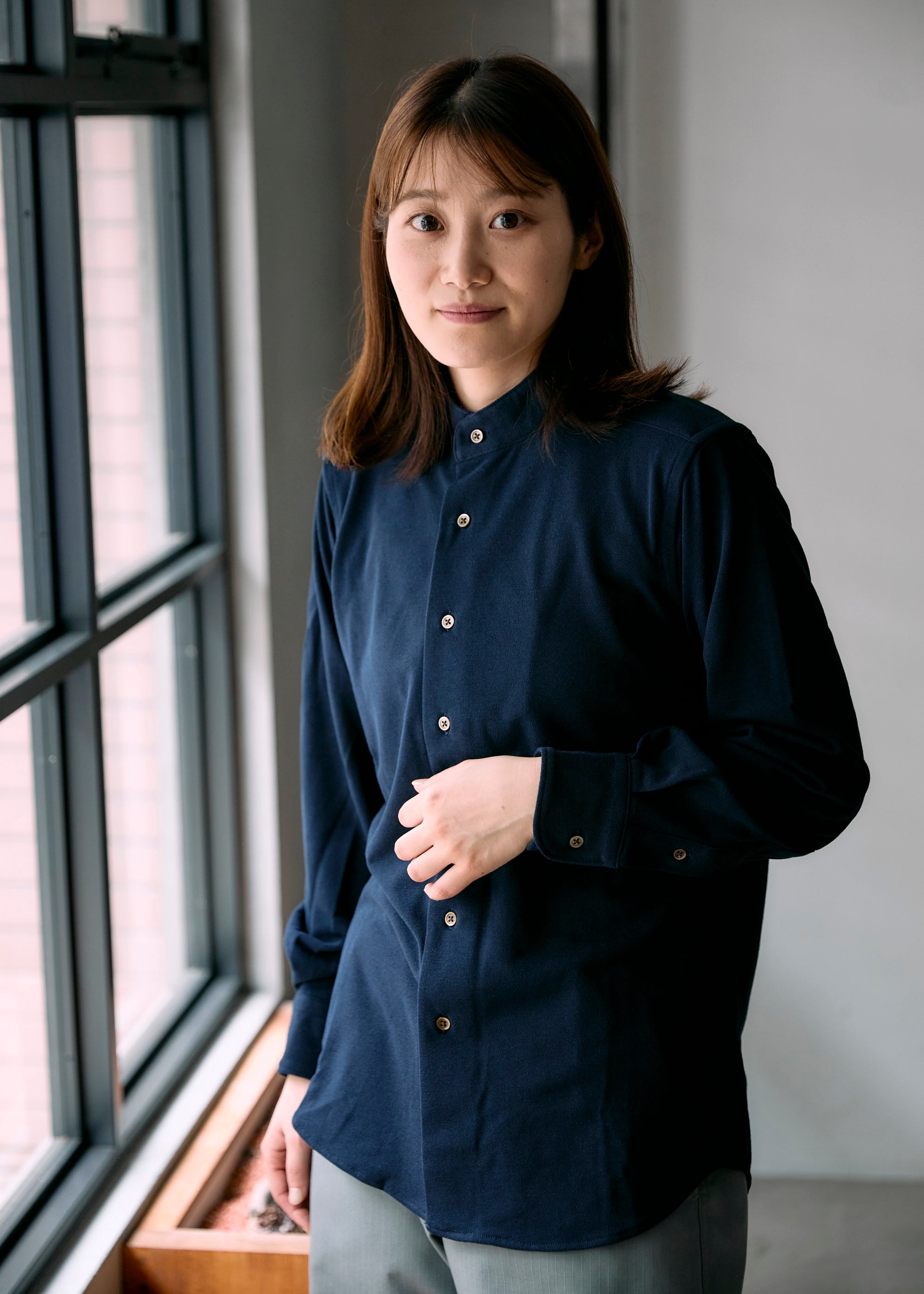 DRYCOTTONY STAND COLLAR SHIRT （ドライコットニースタンドカラー