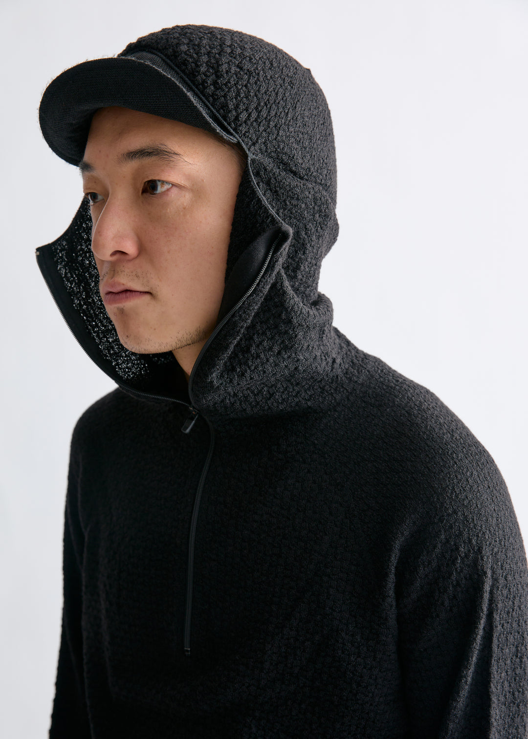 6414【美品】ブリーフィング　ハーフジップ　ニットカットソー　ウール　長袖　黒 6414【美品】ブリーフィング ハーフジップ ニットカットソー